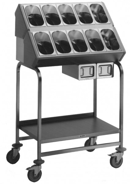 Blanco Besteck- und Tablettwagen, inkl. 10 Besteckbehälter Räder stahlverzinkt