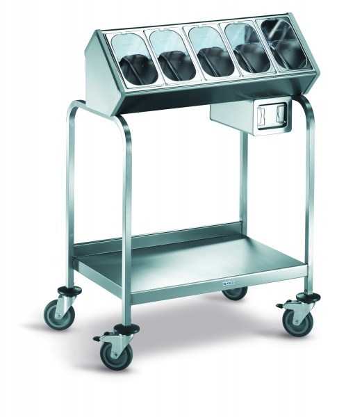Blanco Besteck- und Tablettwagen, inkl. 5 Besteckbehälter Räder stahlverzinkt