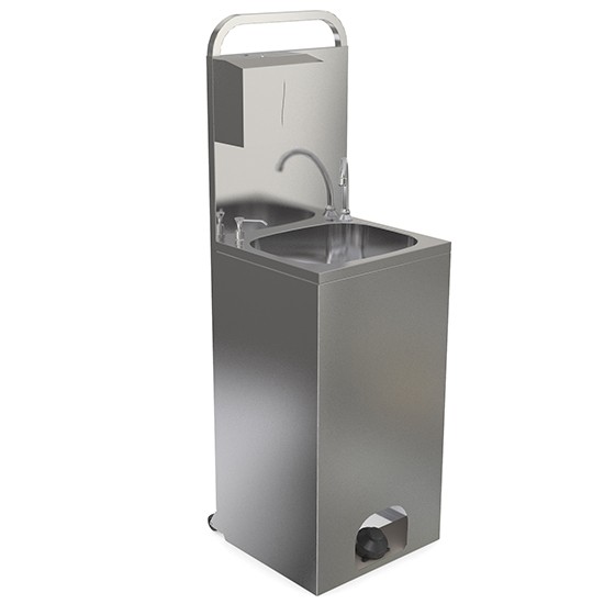 Mobiles Handwaschbecken mit Fußbedienung und Rückwand 2x 20L