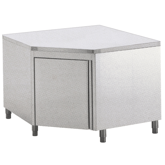 Premium Edelstahl Eckschrank mit Flügeltür 1100x700x850 | 700 tief