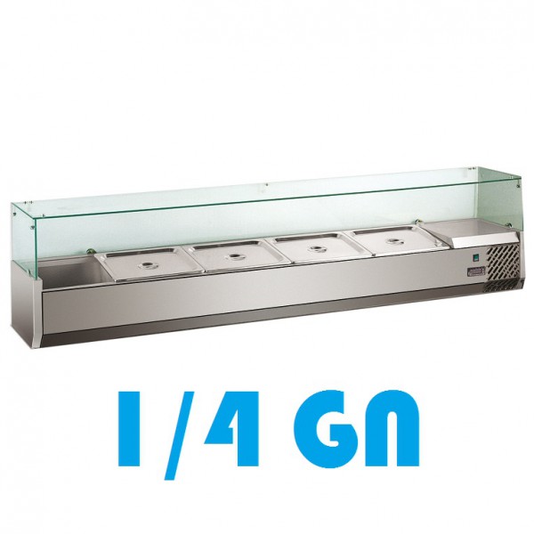 Kühlaufsatzvitrine 1/4 GN 1200mm Glasaufsatz